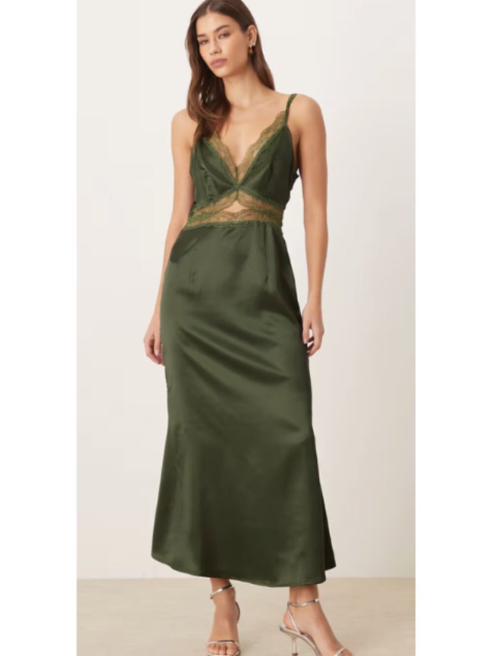 Never Fully Dressed Mimi Satin Slip midaxi dress green (Brand new, never worn!)